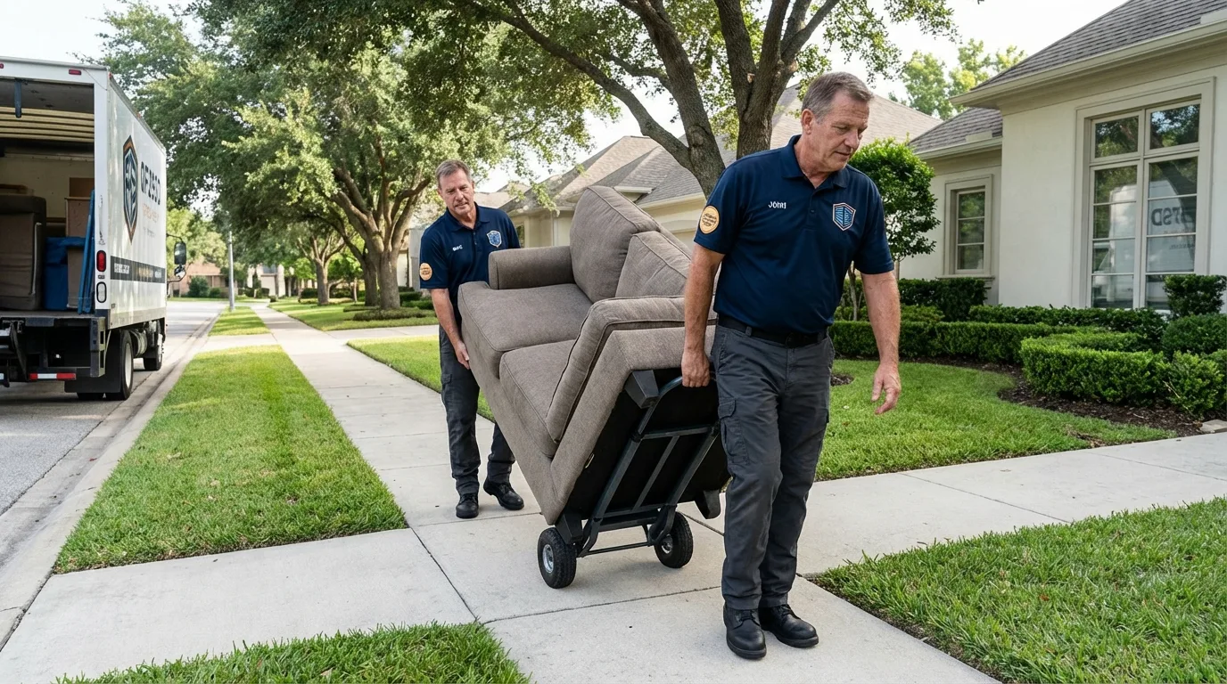 Local residential moving crew loading furniture in Brookville, IN